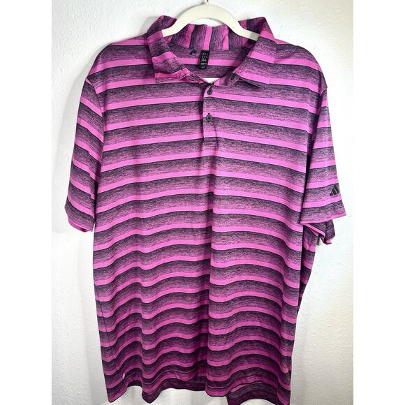 ADIDAS HR8011 Mens Polo Two Color Golf SS Sports Fuchsia/Black Top shirt - Picture 1 of 9